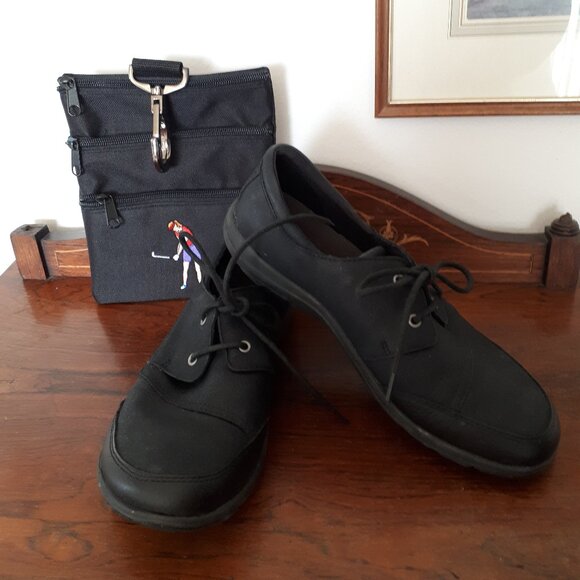 Merrell Black Shoes with Golf Accessory Bag - Size 7 - Picture 1 of 4